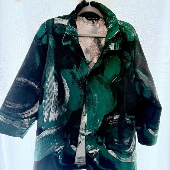 Ming Wang Heritage Brushstroke Woven Jacquard Jacket - Green - Picture 1 of 2